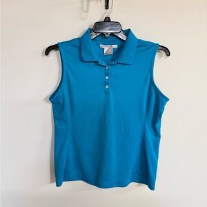 Nike Golf Womans Blue Sleeveless 1/4 Button Fit Dry Collar Top - Size Large